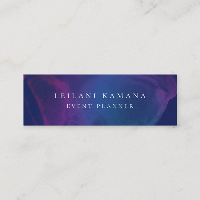 Modern Ink Blotch Blue Mini Visitenkarte (Vorderseite)