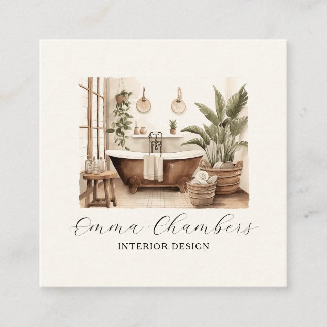 Modern Interior Designer Quadratische Visitenkarte (Vorderseite)