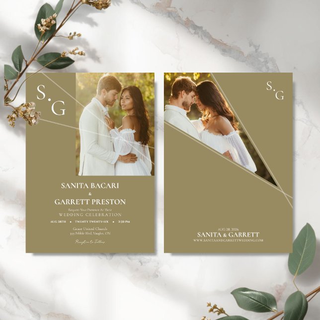 Modern Intersecting Lines Photo Wedding Invitation Einladung (Modern Photo Wedding Invitation)