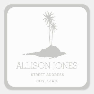 Modern Island Beach Address Sticker - Grau