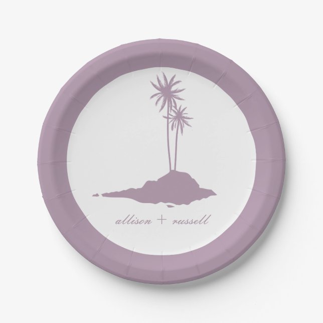 Modern Island Beach Wedding - Violet Pappteller (Vorderseite)
