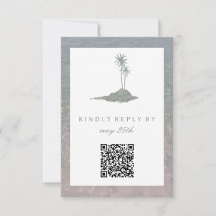 Modern Island Water Beach Hochzeit QR UAWG RSVP Karte