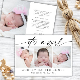 Modern ist es ein Girl Baby Neugeborene 3 Foto Col Ankündigung