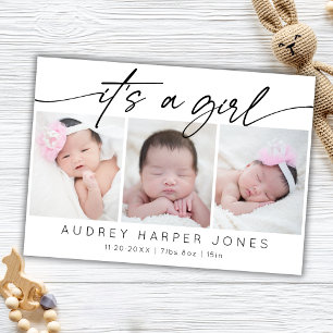 Modern ist es ein Girl Baby Neugeborene 3 Foto Col Karte