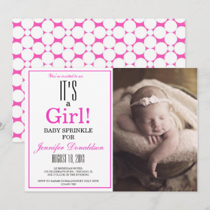 Modern ist es ein Mädchen! Pink Foto Baby Sprinkle Einladung