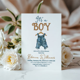 Modern ist es eine Boy Denim Blue Jean Baby Dusche Einladung