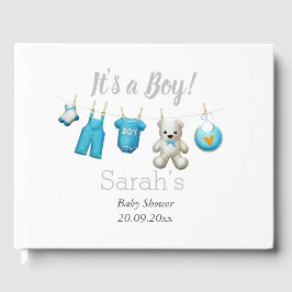Modern ist es eine Niedliche Blue Gray Baby Dusche Gästebuch