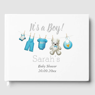 Modern ist es eine Niedliche Blue Gray Baby Dusche Gästebuch