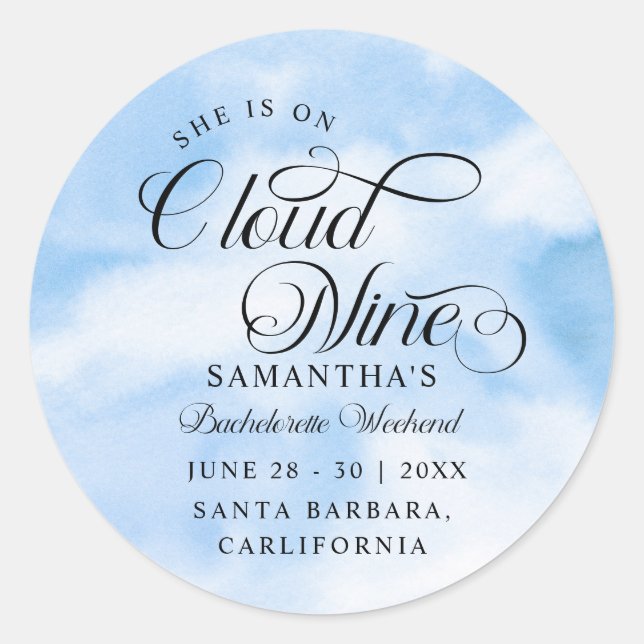 Modern ist sie auf Cloud 9 Bachelorette Wochenende Runder Aufkleber (Vorderseite)