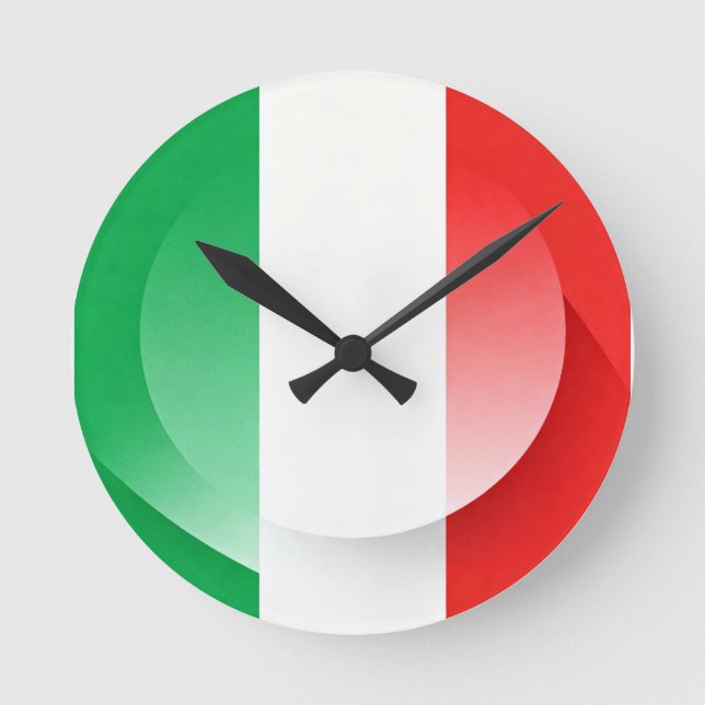 Modern Italian Flag Wall Clock Runde Wanduhr (Vorderseite)
