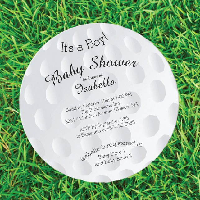 Modern It's A Boy Golf Ball Baby shower Invitation (Créateur téléchargé)
