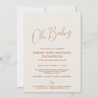 Modern ivory Baby Shower Elegant Script Einladung
