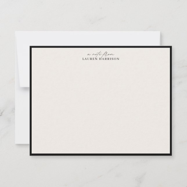 Modern Ivory Black Border Script Font Note Card Einladung (Vorderseite)