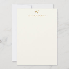 Modern Ivory Gold Script Monogram Mitteilungskarte