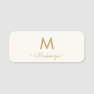 Modern Ivory Gold Script Monogram Namensschild