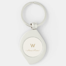 Modern Ivory Gold Script Monogram Schlüsselanhänger