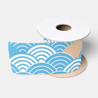 Modern Japanese Seigaiha Waves & Rising Sun Satinband