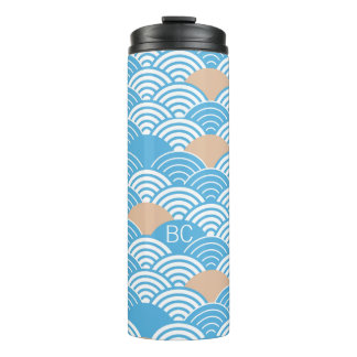 Modern Japanese Seigaiha Waves & Rising Sun Thermosbecher