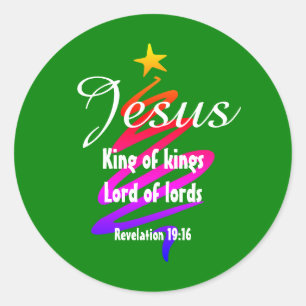 Modern JESUS KÖNIG DER KÖNIGE Weihnachten Runder Aufkleber