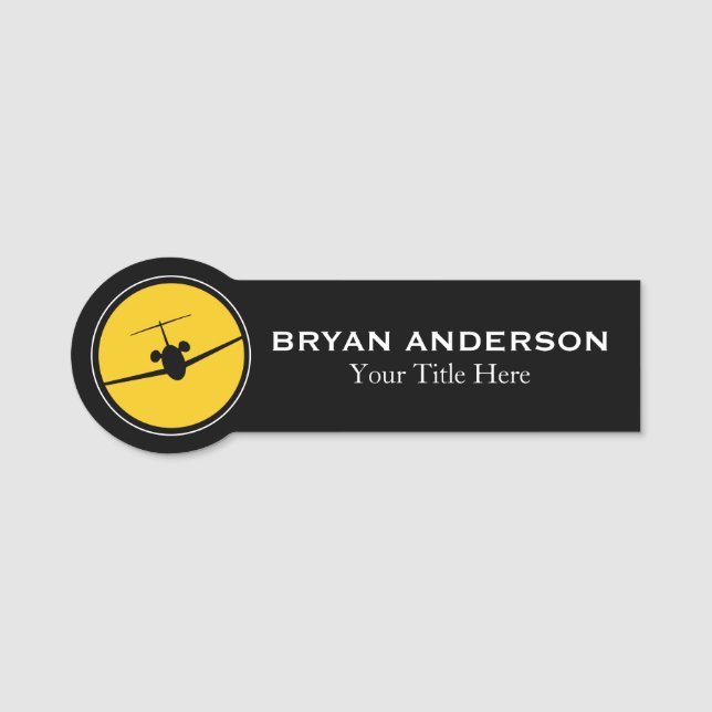 Modern Jet Airplane - Name für den Luftverkehr Namensschild (Vorderseite)