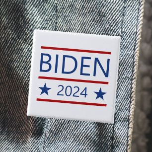 Modern Joe Biden 2024 mit Patriotic Red Lines Button