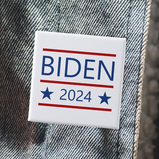 Modern Joe Biden 2024 mit Patriotic Red Lines Button (Von Creator hochgeladen)
