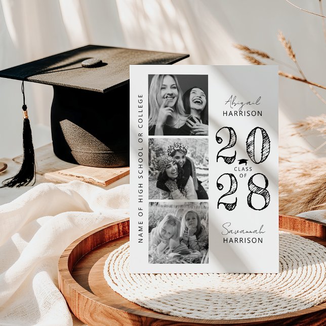 Modern Joint Graduation Photo Ankündigung (Von Creator hochgeladen)