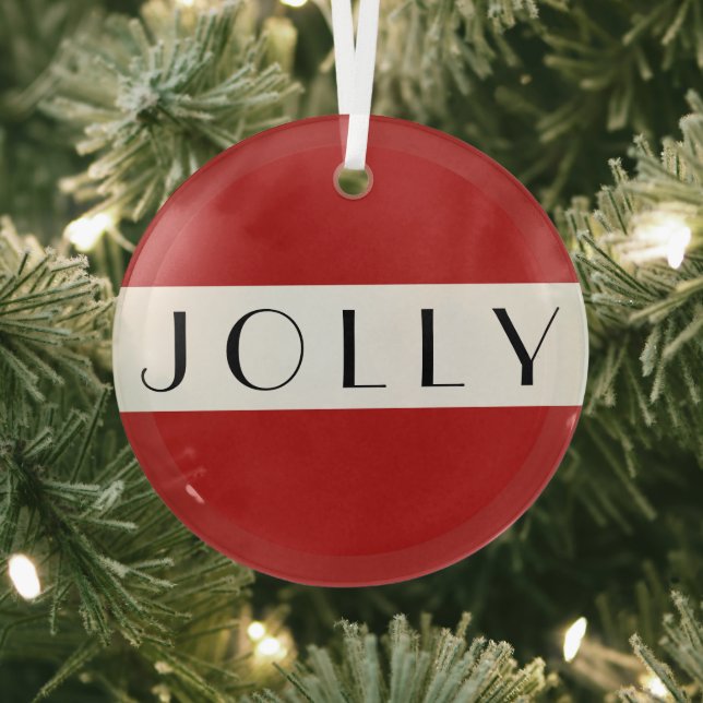 Modern Jolly Christmas Holiday Red Ornament Aus Glas (InSitu)
