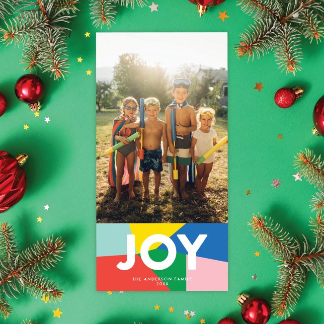 Modern JOY Colorful Mosaic Holiday Foto Card (Von Creator hochgeladen)