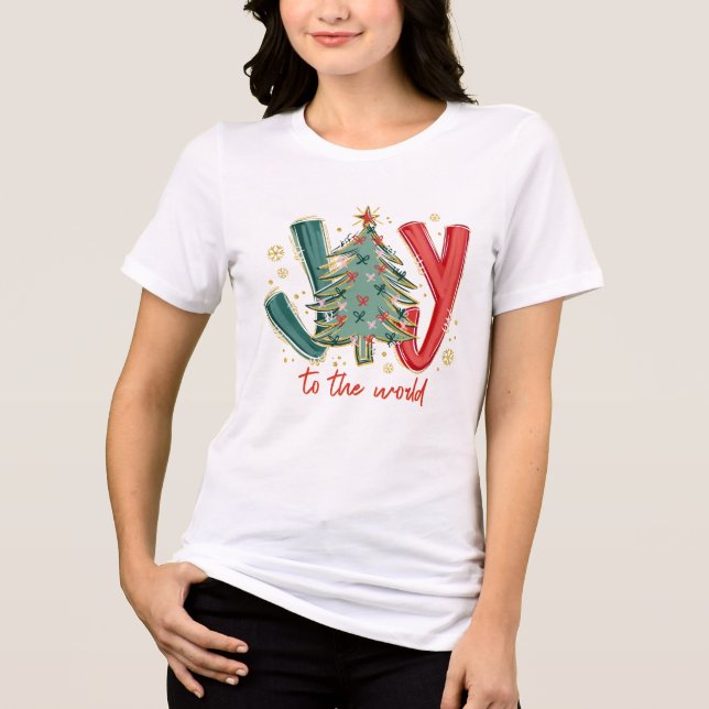 Modern Joy to The World Christian Christmas  Tri-Blend Shirt (Vorderseite)