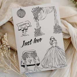 Modern Just Love Wedding Party-Minimalist Line Art Einladung
