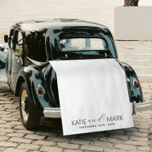 Modern Just Married Wedding Fabric Car Banner Sign
