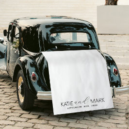 Modern Just Married Wedding Fabric Car Banner Sign Wandteppich
