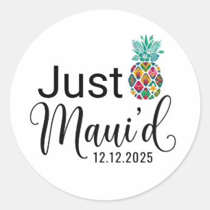 Modern Just Maui'd   Hawaii-Hochzeitspaar  Runder Aufkleber