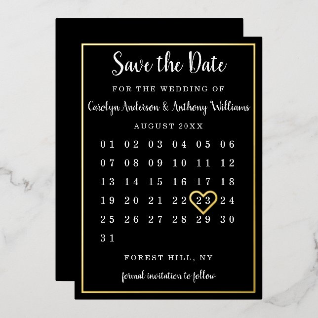 Modern Kalender Save the Date real Folieneinladung (Vorderseite/Rückseite)