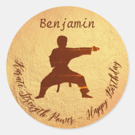 Modern Karate Kids Martial Arts Happy Birthday Runder Aufkleber