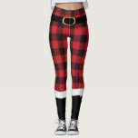 Modern Karierte Santa Costume Niedlich Weihnachten Leggings<br><div class="desc">Diese niedlichen Leggings sind das perfekte Weihnachtskostüm für Weihnachtsvormittag oder Feiertagen. Seien Sie Mrs Claus in diesem lustigen, modernen und trendigen Design mit roten Büffel karierte Details und einem Fake Goldgürtel!</div>
