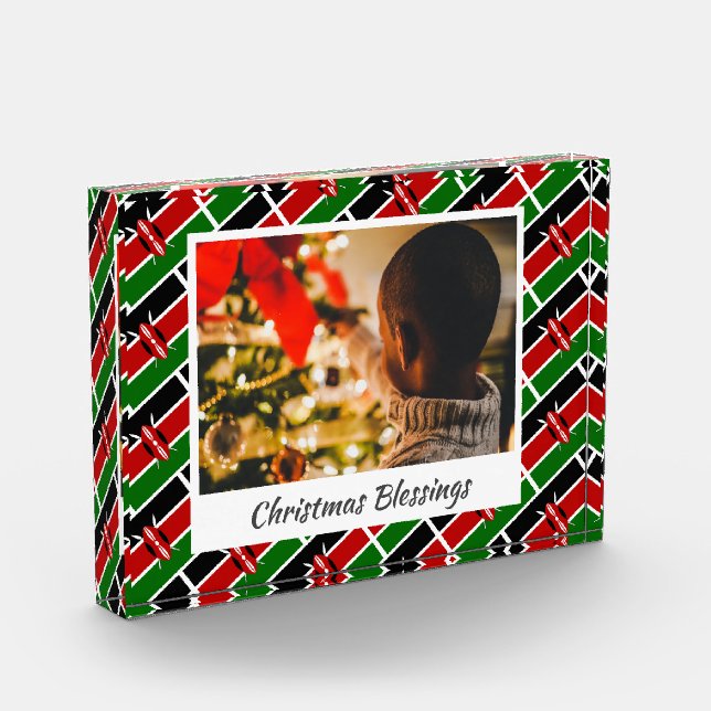 Modern KENYA FLAG Weihnachtskeepake Fotoblock (Links)