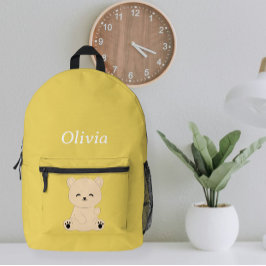 Modern Kids' Backpack with Bear - Personalized  Bedruckter Rucksack