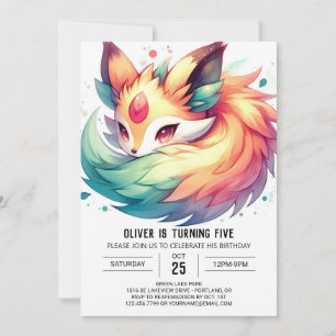 Modern Kids Fox Birthday Einladung