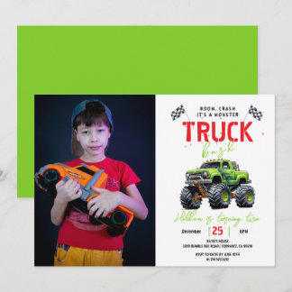 Modern Kids Monster Truck Birthday Party Einladung