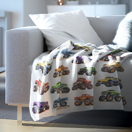 Modern Kids Monster Trucks Fleecedecke