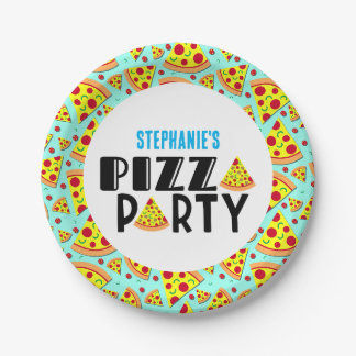 Modern Kids Pizza Birthday Party Individuelle Name Pappteller