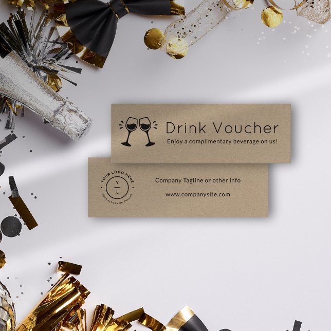 Modern Kraft Brown Cheers Glasses Drink Ticket (Von Creator hochgeladen)
