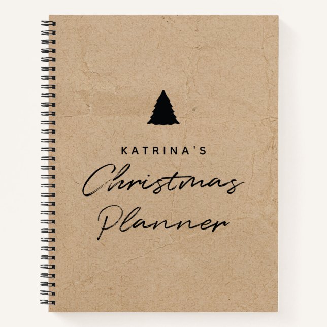 Modern Kraft Paper Einfache Weihnachtsplaner Notizbuch (Vorderseite)