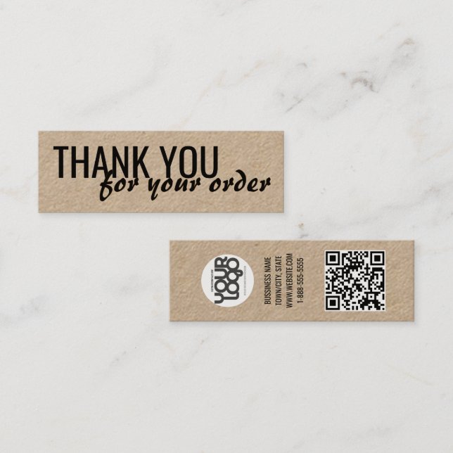 Modern Kraft Thank You for Your Order Busines Mini Visitenkarte (Vorne/Hinten)