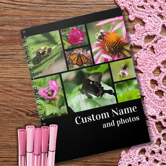 Modern kreieren Sie Ihre eigene FotoCollage Schwar Notizblock (Von Creator hochgeladen)