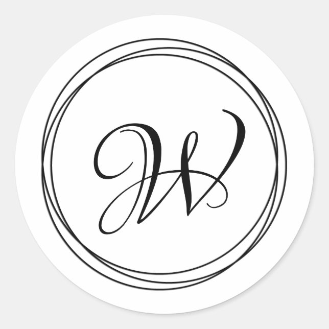 Modern kreisförmige Monografie Runder Aufkleber (Vorderseite)
