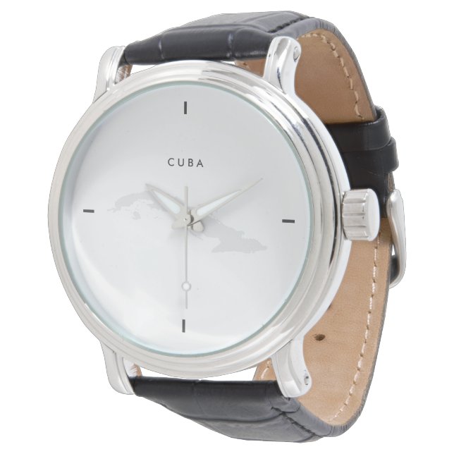 Modern: Kuba Karte Armbanduhr (Schrägansicht)