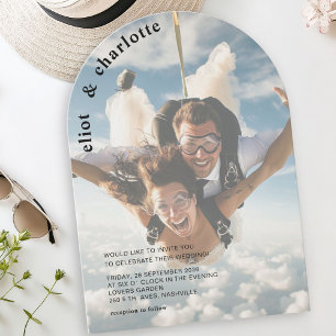 Modern, kühl, Foto, Hochzeit, Arch Einladung